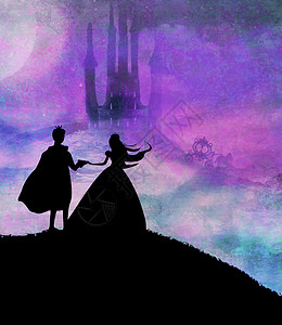 城堡公主魔法城堡和公主与王子运输月亮卡通片天空故事男人树木夫妻绘画海洋背景