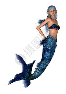 游泳的美人鱼蓝美人鱼蓝色海洋尾巴神话魔法插图生物女性女士游泳背景