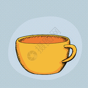 饮料杯插图手绘橙子空白卡通片菜肴杯子背景图片