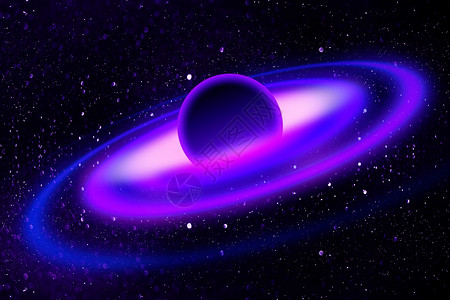 带有行星和恒星的幻想式深空星云星云科学蓝色火花光环紫色星星地球辉光微光背景图片