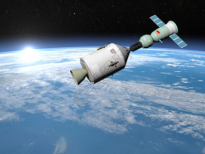 美国火箭阿波罗 联盟试验项目  3D技术车站宇宙工艺科学行星飞船天空卫星火箭背景