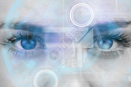 女性蓝眼睛闭合的复合图像绘图界面睫毛膏计算机科技技术计算数字电脑背景图片
