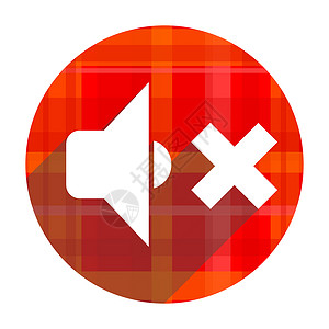 扬声器图标孤立的红平面图标说话按钮音乐商业玩家互联网贴纸体积警报喇叭背景