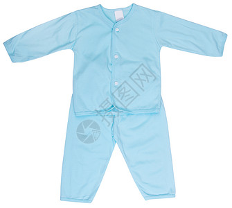 儿童衣服布在背景上裤子衬衫套装服装孩子棉布蓝色收藏白色裙子背景图片