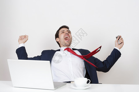 商务人士欢呼人士商务幸福商业白色快乐套装庆典男性电脑背景图片