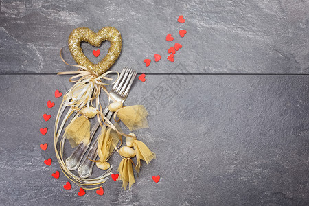 情人晚宴概念卡片用具环境糖果食物餐厅装饰刀具宴会午餐背景图片