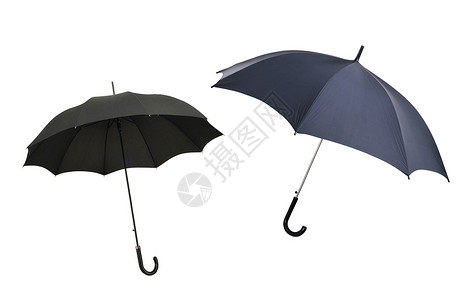 黑色雨伞白色上隔开的两只雨伞背景