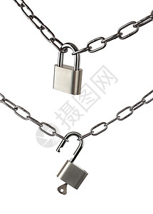 合金水钻链锁定并用链锁打开的密钥锁背景
