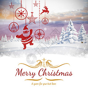 圣诞老人边框边框复合图像边界天气下雪环境贺卡字体雪花风景绘图水晶背景