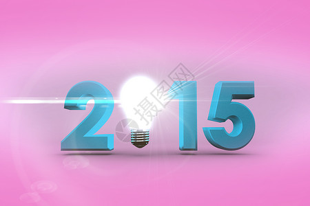 2015年带灯泡的复合图像创新新年阴影背景图片