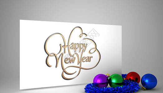 新年快乐的复合形象绘图假期快乐喜庆计算机海报小玩意儿卡片字体金子背景图片