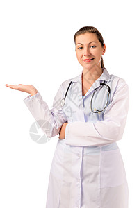 褐发医生 棕发医生 握着白色背景的手背景图片