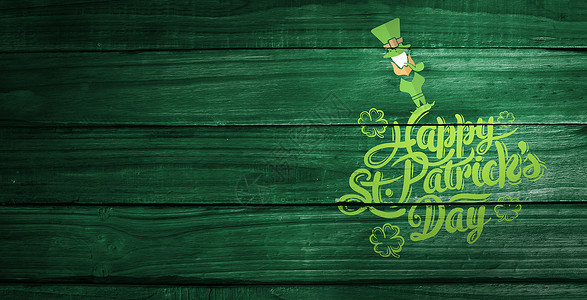 Patricks日贺礼综合图像绿色庆典假期地板问候语三叶草地面橡木木板木地板背景图片