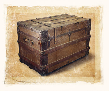 旧轮古董财物树干框架移民盒子蒸笼行李高清图片