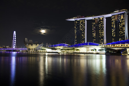 不夜之城新加坡黄昏高清图片