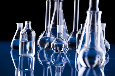 关于背景的化学 明亮现代化学概念考试医学蓝色原子生物学玻璃管道生物药店器皿背景图片