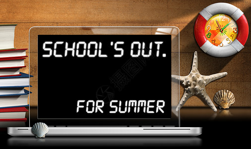 暑期夏令营传单暑期学校外出-笔记本电脑背景