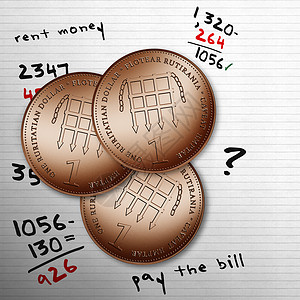三铜硬币商业货币金融预算金子投资贫困数字插图宝藏背景图片
