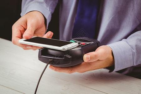 射频识别使用智能手机表示工资的人零售转账购物销售点信用卡银行业数据汇款电子销售背景