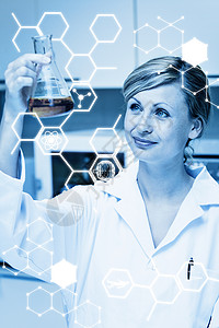 科学图形综合图象化工药品化学实验室生物液体女士学生橙子技术背景图片