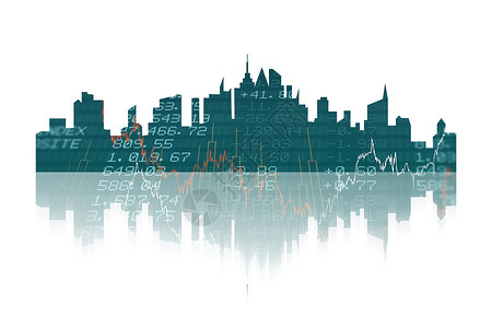 城市景观综合图像建筑金融生长镜像商业股票摩天大楼市场数据背景图片