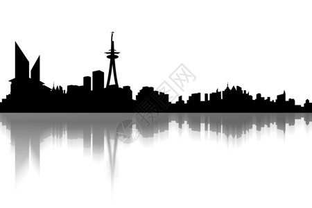 城市景观综合图像阴影摩天大楼建筑镜像背景图片
