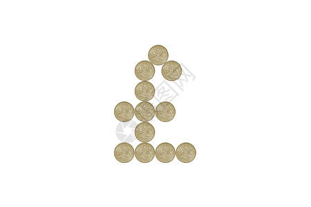 一磅硬币的英镑符号经济白色水平货币金融财政储蓄背景图片