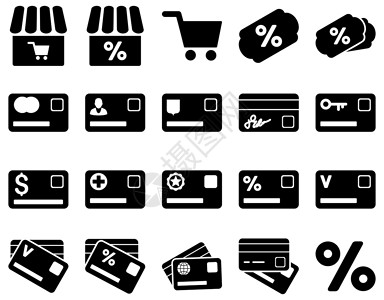 降价图购物和银行卡图标金融经济标签货币礼物命令投资支付银行储蓄背景