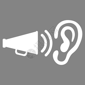 扩音器图标广告图标营销白色演讲耳朵扬声器喇叭灰色噪音警报收音机背景
