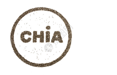 阿狸标识Word CHIA和圆圈充满奇阿种子背景