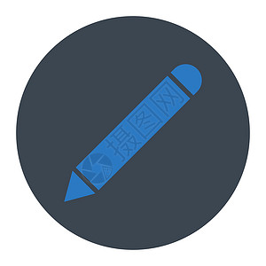 铅笔平光滑蓝色圆形按钮记事本图标编辑签名背景图片