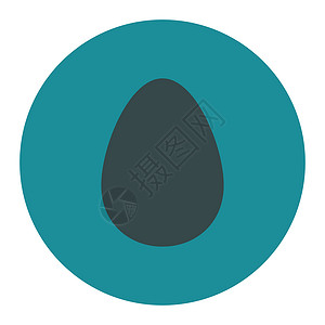 煎鸡蛋图标鸡蛋平软蓝色圆环按键数字早餐图标细胞形式食物背景