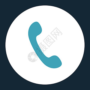 电话平蓝白双色圆环按钮热线背景戒指图标电话号码讲话白色电话拨号扬声器背景图片