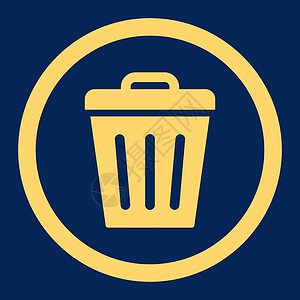 平面黄色四轮光栅图标生态垃圾篮子环境垃圾桶背景蓝色字形回收垃圾箱背景图片