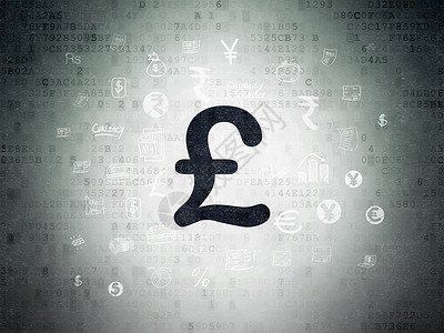 英镑符号货币概念 在数字纸张背景上英镑银行电脑账单价格银行业绘画代码电子商务库存金融背景