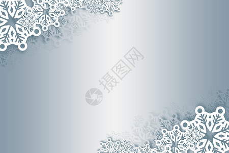 银银上白雪片边框白色节日雪花设计计算机时候插图庆典框架假期背景图片