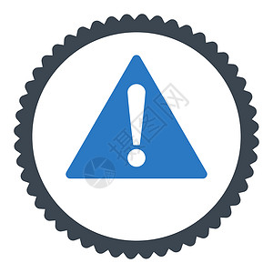 警告图示警平平滑蓝色彩色环形邮票图标预防橡皮攻击警告注意力惊呼风险失败问号感叹号背景