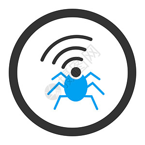 总平图平蓝色和灰色的无线电间谍窃听器安全隐私圆形天线间谍代理人上网蓝色秘密工具背景