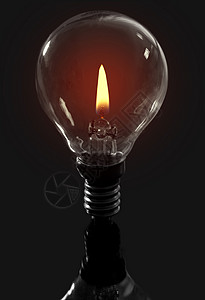 灯泡蜡烛光点燃电的高清图片