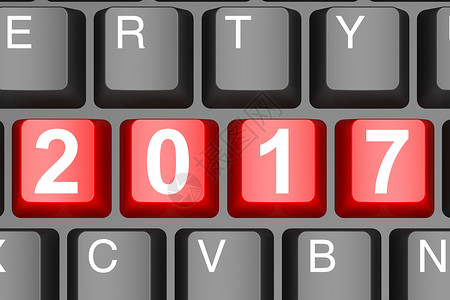 现代计算机键盘上的年份 2017 按钮背景图片