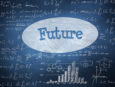 未来面对蓝色黑板一个字功能方程数学理论流行语预报物理背景图片