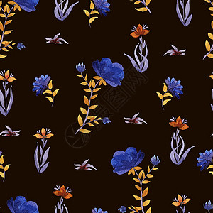 手绘植物花卉背景鲜花水彩图案周年植物群装饰品花园叶子折纸树叶织物纺织品打印背景