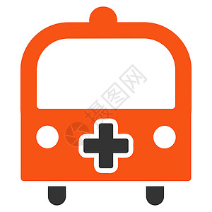 交通运输类图标医疗巴士图标服务货车交通运输旅游旅行公共汽车橙色字形商业背景