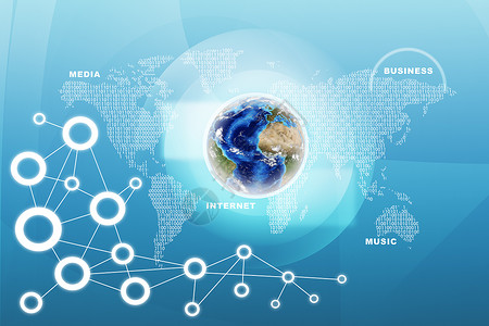 带有数字的地球地球蓝色互联网概念音乐图表商业背景图片