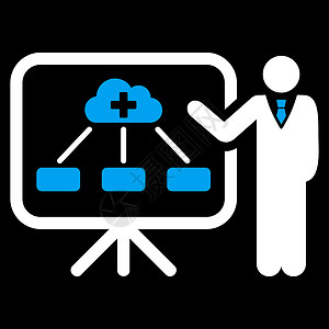 医疗云保健报告图标黑色字形白色黑板展示学习方案制度组织营销背景