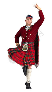苏格兰服装高地人裙子格子男性文化衣服服装白色短裙传统羊毛背景