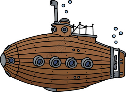 木制游览船有趣的老旧木制潜艇设计图片