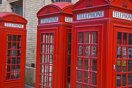 电话靴盒子英语城市电话亭街道电话红色地标背景图片