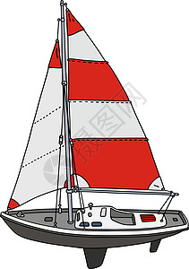 交泰殿游游艇引擎中殿帆布水手白色海洋灰色红色帆船血管设计图片