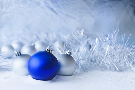 蓝圣诞球礼物丝带风格假期庆典装饰品幸福季节装饰雪花背景图片